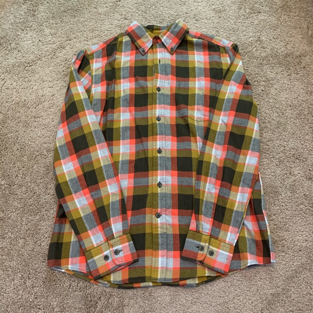 Brown/Orange Plaid Men’s Button Down Shirt